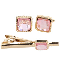 Load image into Gallery viewer, Vittorio Vico Square Colored Crystal Cufflinks &amp; Tie Bar Set
