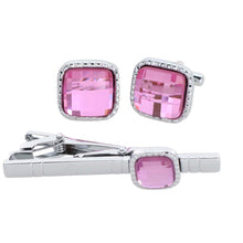Load image into Gallery viewer, Vittorio Vico Square Colored Crystal Cufflinks &amp; Tie Bar Set
