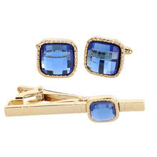 Load image into Gallery viewer, Vittorio Vico Square Colored Crystal Cufflinks &amp; Tie Bar Set

