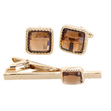 Load image into Gallery viewer, Vittorio Vico Square Colored Crystal Cufflinks &amp; Tie Bar Set
