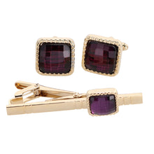 Load image into Gallery viewer, Vittorio Vico Square Colored Crystal Cufflinks &amp; Tie Bar Set
