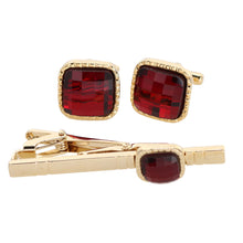 Load image into Gallery viewer, Vittorio Vico Square Colored Crystal Cufflinks &amp; Tie Bar Set
