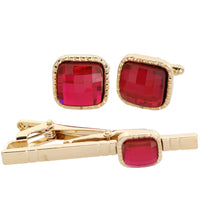 Load image into Gallery viewer, Vittorio Vico Square Colored Crystal Cufflinks &amp; Tie Bar Set

