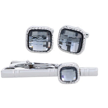 Load image into Gallery viewer, Vittorio Vico Square Colored Crystal Cufflinks &amp; Tie Bar Set
