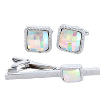 Load image into Gallery viewer, Vittorio Vico Square Colored Crystal Cufflinks &amp; Tie Bar Set
