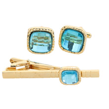 Load image into Gallery viewer, Vittorio Vico Square Colored Crystal Cufflinks &amp; Tie Bar Set
