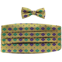 Load image into Gallery viewer, Vittorio Farina Mardi Gras Cummerbund and Bow Tie Set
