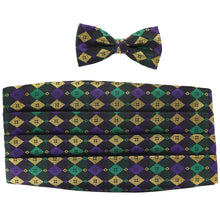 Load image into Gallery viewer, Vittorio Farina Mardi Gras Cummerbund and Bow Tie Set
