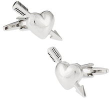 Load image into Gallery viewer, Cupid Love Struck Heart Arrow Cufflinks
