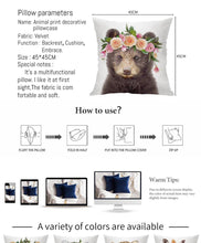 Load image into Gallery viewer, Cute Baby Animals Pattern Pillow Case Cotton Linen Cushion Cover for Home Sofa Pillow Covers, Cushion Covers Tiger Bunny Rabbit Horse Sheep Bear With Head Flowers Decorative Velvet Pillow Covers 45X45CM
