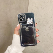 Load image into Gallery viewer, Cute Bear Cartoon Rabbit Shockproof Phone Case For iPhone 11 12 13 14 Pro Funny Soft Wallet Cover Cute Bear Design Soft Slim Card Slot Case Aesthetic Card Holder Case
