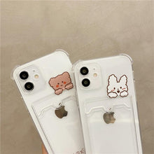 Load image into Gallery viewer, Cute Bear Cartoon Rabbit Shockproof Phone Case For iPhone 11 12 13 14 Pro Funny Soft Wallet Cover Cute Bear Design Soft Slim Card Slot Case Aesthetic Card Holder Case

