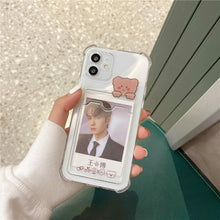 Load image into Gallery viewer, Cute Bear Cartoon Rabbit Shockproof Phone Case For iPhone 11 12 13 14 Pro Funny Soft Wallet Cover Cute Bear Design Soft Slim Card Slot Case Aesthetic Card Holder Case

