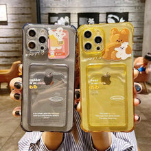 Load image into Gallery viewer, Cute Bear Cartoon Rabbit Shockproof Phone Case For iPhone 11 12 13 14 Pro Funny Soft Wallet Cover Cute Bear Design Soft Slim Card Slot Case Aesthetic Card Holder Case

