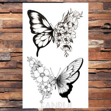 Load image into Gallery viewer, Cute Black Birds Temporary Waterproof Stickers Tattoo Flower Body Elegant Bird Butterfly Style For Womens
