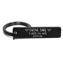 Load image into Gallery viewer, Cute Black Stainless Steel Charm Couple Drive Safe Keychain Gift for Boyfriend &amp; Girlfriend
