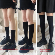 Load image into Gallery viewer, Cute Black White Velvet Warm Long Socks Solid Color Knee High Female Socks Fashion Nylon Stockings For Women
