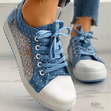 Load image into Gallery viewer, Cute Blue Women Fashion Shoes  Summer Casual Design Lace Breathable Platform Flat Woman Sneakers Walking Lace-up Comfortable Walking Footwear Fashion Sneakers
