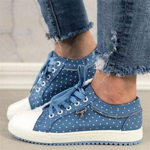 Load image into Gallery viewer, Cute Blue Women Fashion Shoes  Summer Casual Design Lace Breathable Platform Flat Woman Sneakers Walking Lace-up Comfortable Walking Footwear Fashion Sneakers
