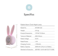 Load image into Gallery viewer, Cute Bunny Ear LED Digital Alarm Clock Electronic Kids Alarm Clock for Kids Children's Alarm Clocks for Girls Boys Bedroom Night Light for Kids Touch Control and Snoozing with USB Sound Control Rabbit Night Lamp Desk Clock Home Decoration
