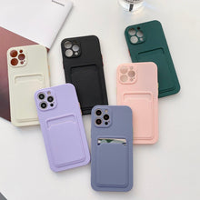 Load image into Gallery viewer, Cute Card Holder Silicone Case Compatible with iPhone Case Wallet Card Phone Case For iphone 13 14 Pro Max Mini Silicone Card Holder Slim Fit Thin Protective Cover
