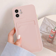 Load image into Gallery viewer, Cute Card Holder Silicone Case Compatible with iPhone Case Wallet Card Phone Case For iphone 13 14 Pro Max Mini Silicone Card Holder Slim Fit Thin Protective Cover

