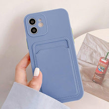 Load image into Gallery viewer, Cute Card Holder Silicone Case Compatible with iPhone Case Wallet Card Phone Case For iphone 13 14 Pro Max Mini Silicone Card Holder Slim Fit Thin Protective Cover
