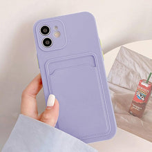 Load image into Gallery viewer, Cute Card Holder Silicone Case Compatible with iPhone Case Wallet Card Phone Case For iphone 13 14 Pro Max Mini Silicone Card Holder Slim Fit Thin Protective Cover
