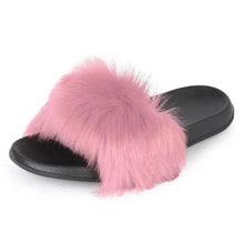 Load image into Gallery viewer, Cute Fluffy Ladies Indoor Warm Slippers Furry Luxury Flip Flops   Women's Fashion Flat Soft Flip Flops
