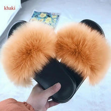 Load image into Gallery viewer, Cute Fluffy Ladies Indoor Warm Slippers Furry Luxury Flip Flops   Women's Fashion Flat Soft Flip Flops
