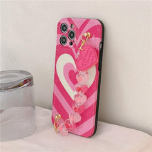 Load image into Gallery viewer, Cute Heart Chain Cute Case Luxury 3D Love Heart Wristband Girl Soft Case For iPhone 14 13 11 12 Pro Max 7 8 Plus Xr X Xs Silicone Phone Cover  Cute Case Luxury Hearts Case Camera Cover Protective Soft Slim Girly Case Designed for iPhone

