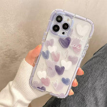 Load image into Gallery viewer, Cute Love Heart Soft Shockproof Bumper Transparent Phone Case For iPhone 12 13 Pro Max Silicone Back Cover Case  Cute Side Small Pattern for Women Girls Soft Silicone Shockproof Protective Cover
