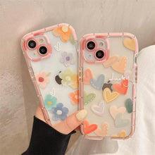 Load image into Gallery viewer, Cute Love Heart Soft Shockproof Bumper Transparent Phone Case For iPhone 12 13 Pro Max Silicone Back Cover Case  Cute Side Small Pattern for Women Girls Soft Silicone Shockproof Protective Cover
