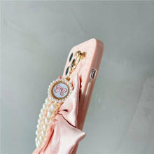 Load image into Gallery viewer, Cute Luxury Fashion 3d Bow Pearl Bracelet Girl Soft Case For iPhone 11 12 13 Pro Max 7 8 Plus Xr X Xs Se Anti-drop Cover Pearl Chain Bow Phone Case Ideal for iPhone Elegant Phone Case
