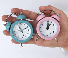 Load image into Gallery viewer, Cute Mini Metal Round Alarm Clock Desk Table Electronic Digital Clock Twin Bell Alarm Clock Metal Frame 3D Dial with Backlight Function Desk Table Clock for Home &amp; Office Bedroom Living Room Alarm Clock Creative Home Decoration
