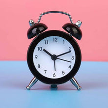 Load image into Gallery viewer, Cute Mini Metal Round Alarm Clock Desk Table Electronic Digital Clock Twin Bell Alarm Clock Metal Frame 3D Dial with Backlight Function Desk Table Clock for Home &amp; Office Bedroom Living Room Alarm Clock Creative Home Decoration
