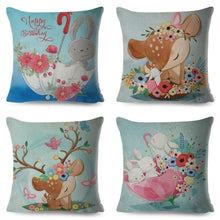 Load image into Gallery viewer, Cute Pillow Cover Cartoon Giraffe Fox Reindeer Animal Nordic Polyester Cotton Cushion Cover For Sofa Home Kids Room Decor Throw Pillow Cases Cartoon Animal Woodland Decorative Cotton Cushion Cover Home Baby Room Decor Standard Pillowcase
