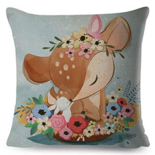 Load image into Gallery viewer, Cute Pillow Cover Cartoon Giraffe Fox Reindeer Animal Nordic Polyester Cotton Cushion Cover For Sofa Home Kids Room Decor Throw Pillow Cases Cartoon Animal Woodland Decorative Cotton Cushion Cover Home Baby Room Decor Standard Pillowcase
