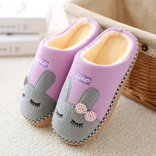 Load image into Gallery viewer, Cute Purple House Slippers Women Winter Cat Fluffy Slides Livingroom Warm Shoes Soft Indoor Cute Animal Flat Indoor Women House Shoes Fluffy Furry Plush Fleece Lined Warm Soft Comfort Shoes
