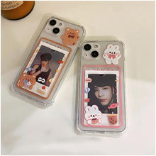 Load image into Gallery viewer, Cute Rabbit Cartoon Bear Clear Phone Case For iPhone 13 Pro Max 12 11 XS XR 7 8 14 Plus Card Holder Wallet Soft Shockproof Cover Cartoon Floral Design for Women
