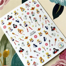 Load image into Gallery viewer, Cute rabbit Cute cat  Japanese Justice Girl 3D Back Glue Nail Sticker Nail Decoration Nail Art Nail Ornament Self Adhesive Nail Decals for Nail Art Decoration Including Hearts Stars Letters Bowknot Leaves Flowers Plants Fruits Butterflies for Woman
