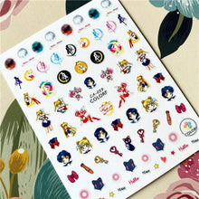 Load image into Gallery viewer, Cute rabbit Cute cat  Japanese Justice Girl 3D Back Glue Nail Sticker Nail Decoration Nail Art Nail Ornament Self Adhesive Nail Decals for Nail Art Decoration Including Hearts Stars Letters Bowknot Leaves Flowers Plants Fruits Butterflies for Woman
