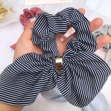 Load image into Gallery viewer, Cute Rabbit Ear Striped Metal Buckle Hair Scrunchies Elastic Hair Bands Ties Rope Bands Ponytail Bands Gorgeous Hair Accessories For Women
