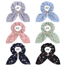 Load image into Gallery viewer, Cute Rabbit Ear Striped Metal Buckle Hair Scrunchies Elastic Hair Bands Ties Rope Bands Ponytail Bands Gorgeous Hair Accessories For Women
