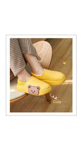 Load image into Gallery viewer, Cute Side Bear Waterproof Cotton Women Shoes Winter Warm Indoor Outdoor Wrapped Heel Slippers EVA Comfort Memory Foam Slippers Waterproof Non Skid Warm Washable Cotton Shoes Loafer Slippers
