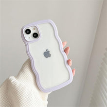 Load image into Gallery viewer, Cute Transparent Curly Wave Phone Case For iPhone 14Pro 13 12 11 Pro Max X XR XS Max Candy Color Shockproof Clear Hard  Cover Shockproof Popular Wavy Stylish Phone Case

