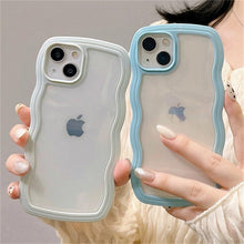 Load image into Gallery viewer, Cute Transparent Curly Wave Phone Case For iPhone 14Pro 13 12 11 Pro Max X XR XS Max Candy Color Shockproof Clear Hard  Cover Shockproof Popular Wavy Stylish Phone Case
