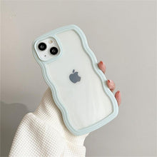 Load image into Gallery viewer, Cute Transparent Curly Wave Phone Case For iPhone 14Pro 13 12 11 Pro Max X XR XS Max Candy Color Shockproof Clear Hard  Cover Shockproof Popular Wavy Stylish Phone Case
