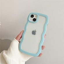 Load image into Gallery viewer, Cute Transparent Curly Wave Phone Case For iPhone 14Pro 13 12 11 Pro Max X XR XS Max Candy Color Shockproof Clear Hard  Cover Shockproof Popular Wavy Stylish Phone Case
