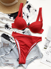 Load image into Gallery viewer, Cute Women Swimwear Pure Color Bikinis Swimsuit Women High Waist String Solid Color 2 Piece Bathing Suits Summer High Cut Push Up Bathing Suit High Waist Beach Wear Breathable Bikini
